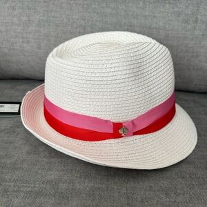 NWT Kate Spade trilby bicolor band fedora hat in white
